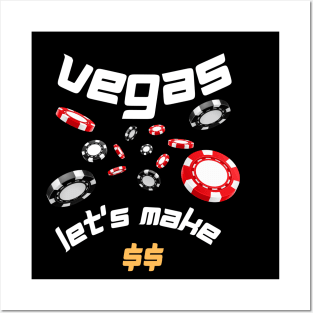 vegas poker let's make $$ money , gambling Posters and Art